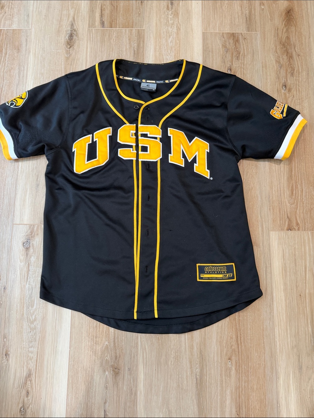 Colosseum Black and Gold USM Baseball Jersey